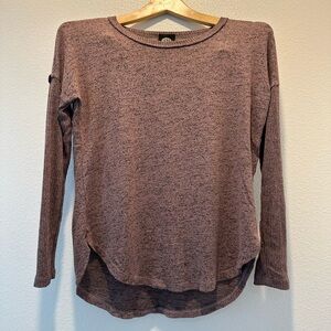 Bobeau - Women's Heathered Purple Long Sleeve Top - XSP